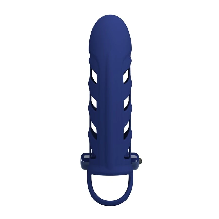 PRETTY LOVE - ALTAF ANNEAU VIBRATEUR AVEC GAINE EN SILICONE BLEU